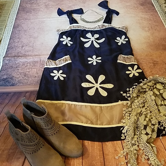 Born Purple Dresses & Skirts - Born Purple Navy Silk Dress